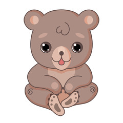 Cute cartoon teddy in kawaii style. Isolated on white background.