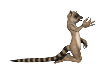 3D Rendering Lemur on White