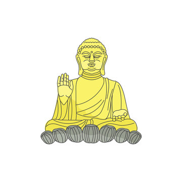 Buddha vector color illustration. The Buddha sits in the Lotus position