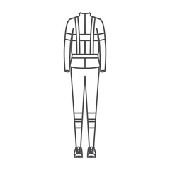 monochrome silhouette of female uniform of firefighter vector illustration