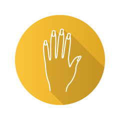 Woman's hand flat linear long shadow icon