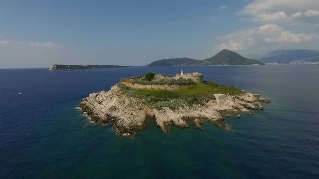 Aerial Photography Of The Island Of Mamula In Montenegro