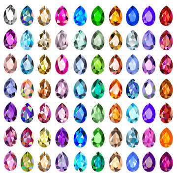 illustration set of precious stones of different  colors