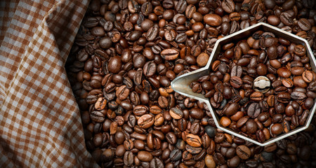 Italian Coffee Maker with Coffee Beans