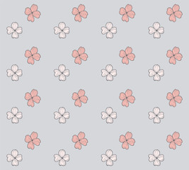 Vector Seamless Pattern with Drawn Flowers, Blossom