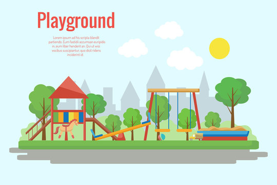 Children's Playground Vector Illustration.