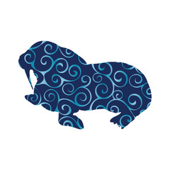 Walrus arctic color silhouette animal