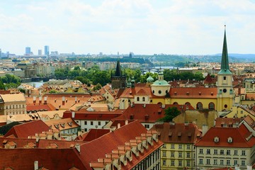 Fototapeta na wymiar Prague town aerial view from castle side