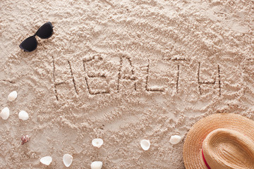 Fototapeta na wymiar Health in a sandy tropical beach