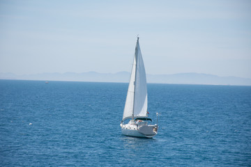 Yacht in the Mediterranean Sea off the coast of Spain