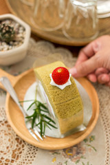 Strawberry green tea cake