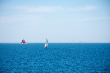 Obraz premium Yacht in the Mediterranean Sea off the coast of Spain
