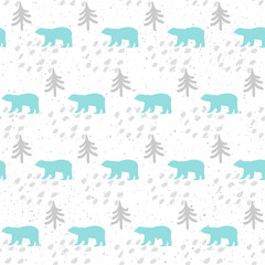 Handmade bear seamless pattern background.