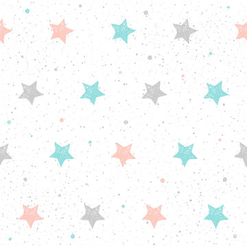 Doodle Star Seamless Pattern Background.