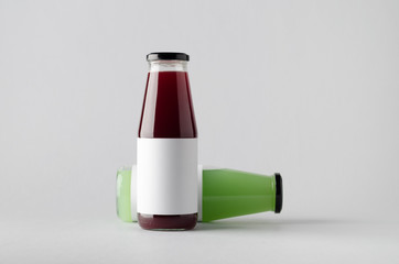 Juice Bottle Mock-Up - Two Bottles. Blank Label