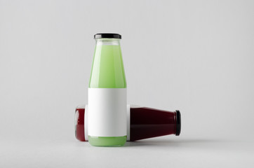 Juice Bottle Mock-Up - Two Bottles. Blank Label