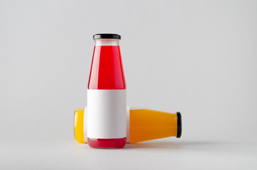 Juice Bottle Mock-Up - Two Bottles. Blank Label