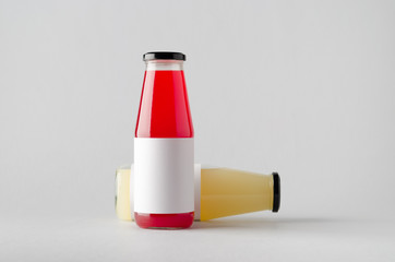 Juice Bottle Mock-Up - Two Bottles. Blank Label