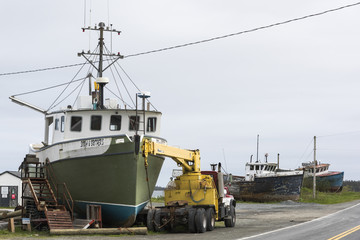 Fototapeta premium Fishing boat at Hawboldt Bay, Nova Scotia, Canada
