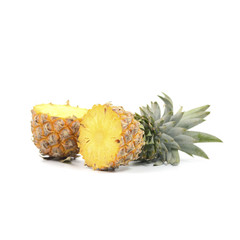 Pineapple with slices isolate on white background, Tropical Fruit.