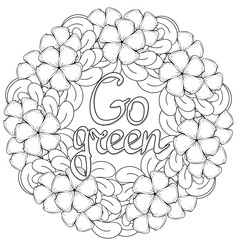 Vector gift card for World Environment Day. Floral elements can be used for adult coloring book. Good for art therapy and zentangle-style meditation.