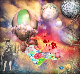  Psychedelic landscape with hot air balloons and king of sword © Rosario Rizzo