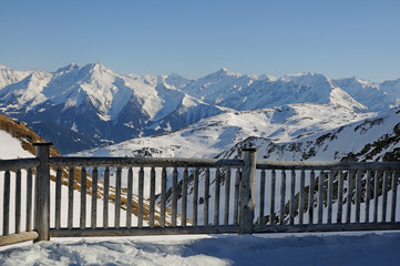 a mountain wooden enclosure