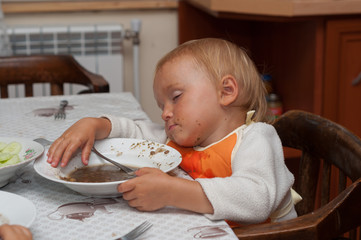 Young girl sleeping after lunch