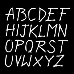Scratched doodle  Hand drawn letters font. marker lettering. Grunge font, Sans serif. Vector design. Isolated on white background. alphabet written with ink, brush. calligraphy, lettering