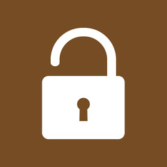 Unlock icon. Flat design style. Access to the user.