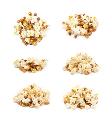 Pile of semi-cooked popcorn kernels