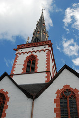 Fototapeta premium old historic church and spire in Ediger Germany