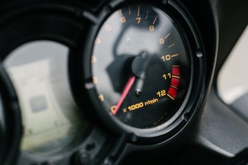 Tachometer in tourist motorcycle
