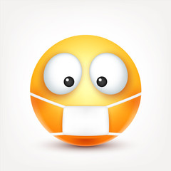 Smiley,ill emoticon. Yellow face with emotions. Facial expression. 3d realistic emoji. Funny cartoon character.Mood. Web icon. Vector illustration.