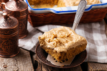 coffee and walnut cake.style rustic