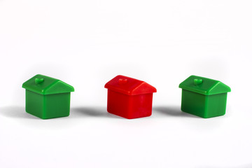 Toy Houses over a White Background