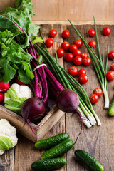 Food composition of fresh organic vegetables variety