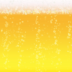 Beer Foam Background. Light Bright, Bubble And Liquid. Vector Illustration