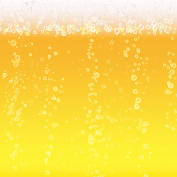 Beer Foam Background. Light Bright, Bubble And Liquid. Vector Illustration