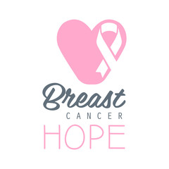 Breast cancer, hope label. Vector illustration in pink colors