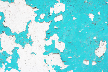 Old wooden background. Old plaques of turquoise color.