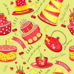 Cake seamless pattern