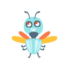Cute cartoon fly, colorful character vector Illustration