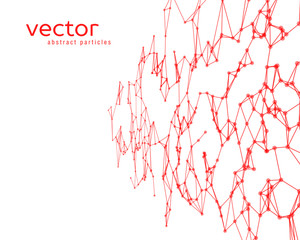 Vector background with red abstract particles.
