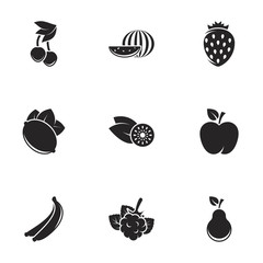 Icons for theme Fruits. White background