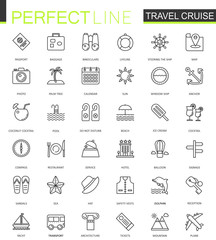 Travel cruise thin line web icons set. Outline stroke icon design.