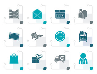 Stylized Post, correspondence and Office Icons - vector icon set