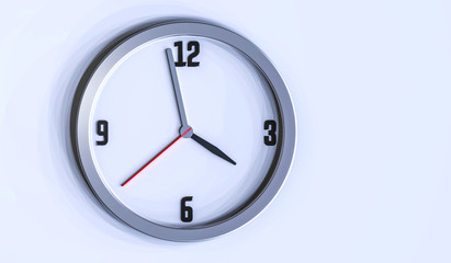 wall clock 3d illustration on white background