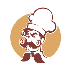 Professional Man Chef with large mustache for your logo or label