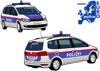 Austria Police Car - Colored Illustration from Series Europol, Vector © Roman Dekan